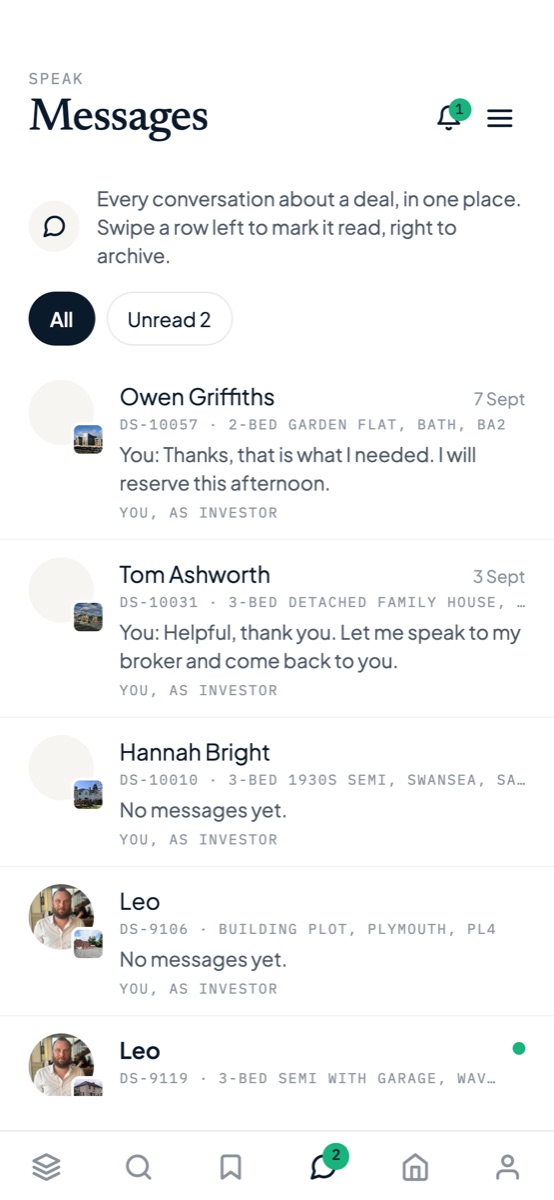 Messages: every conversation about a deal in one place